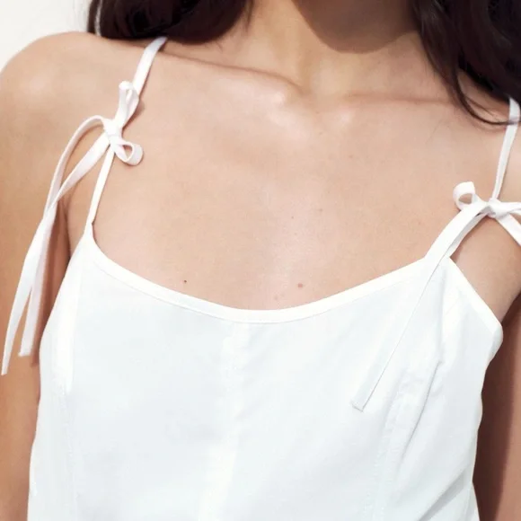 NWT 🤍ZARA BOW GABARDINE MIDI DRESS - Picture 4 of 8